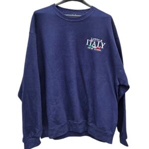 Fruit Of The Loom Sz XL Little Italy Navy Blue Men's Sweater Shirt Cotton Poly